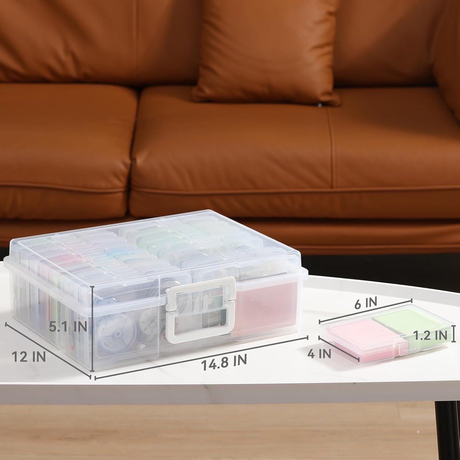 novelinks Photo Storage Box and 16 Inner 4 x 6 Photo Storage Containers | 1Pack Clear. Photo Albums 4x6 Pictures. Photo Organizers and Storage. Card Game Storage. Task Boxes for Special Education - Image 2