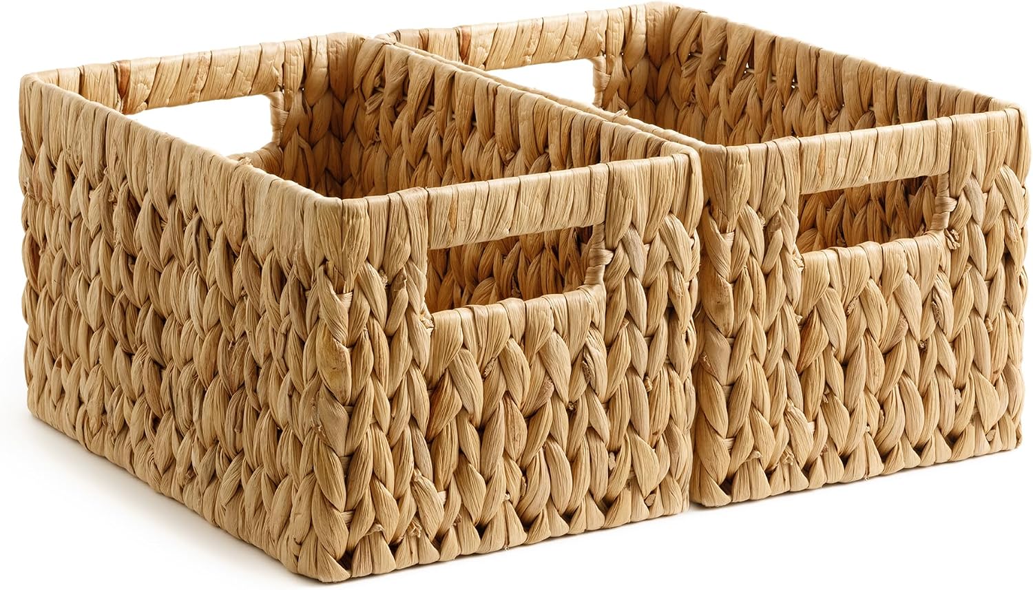 StorageWorks Wicker Basket. Baskets for Organizing. Storage Basket with Built-in Handles. Water Hyacinth Shelves (Medium 2-Pack. Natural Hyacinth)